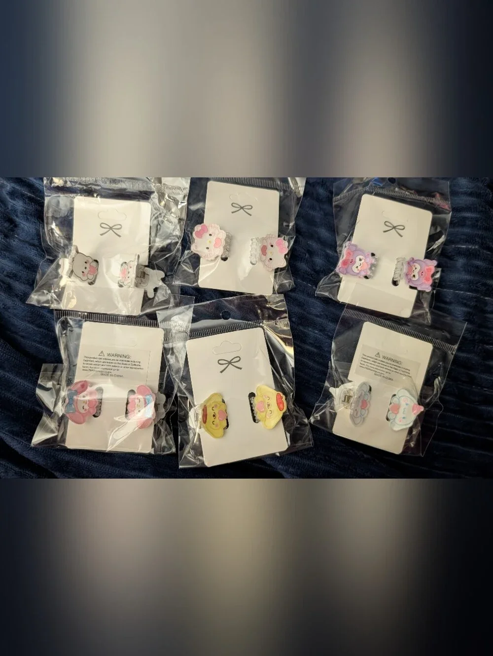 6 Sets Sanrio Yellow & Pink Character Kids Hair Clips - Cute Set